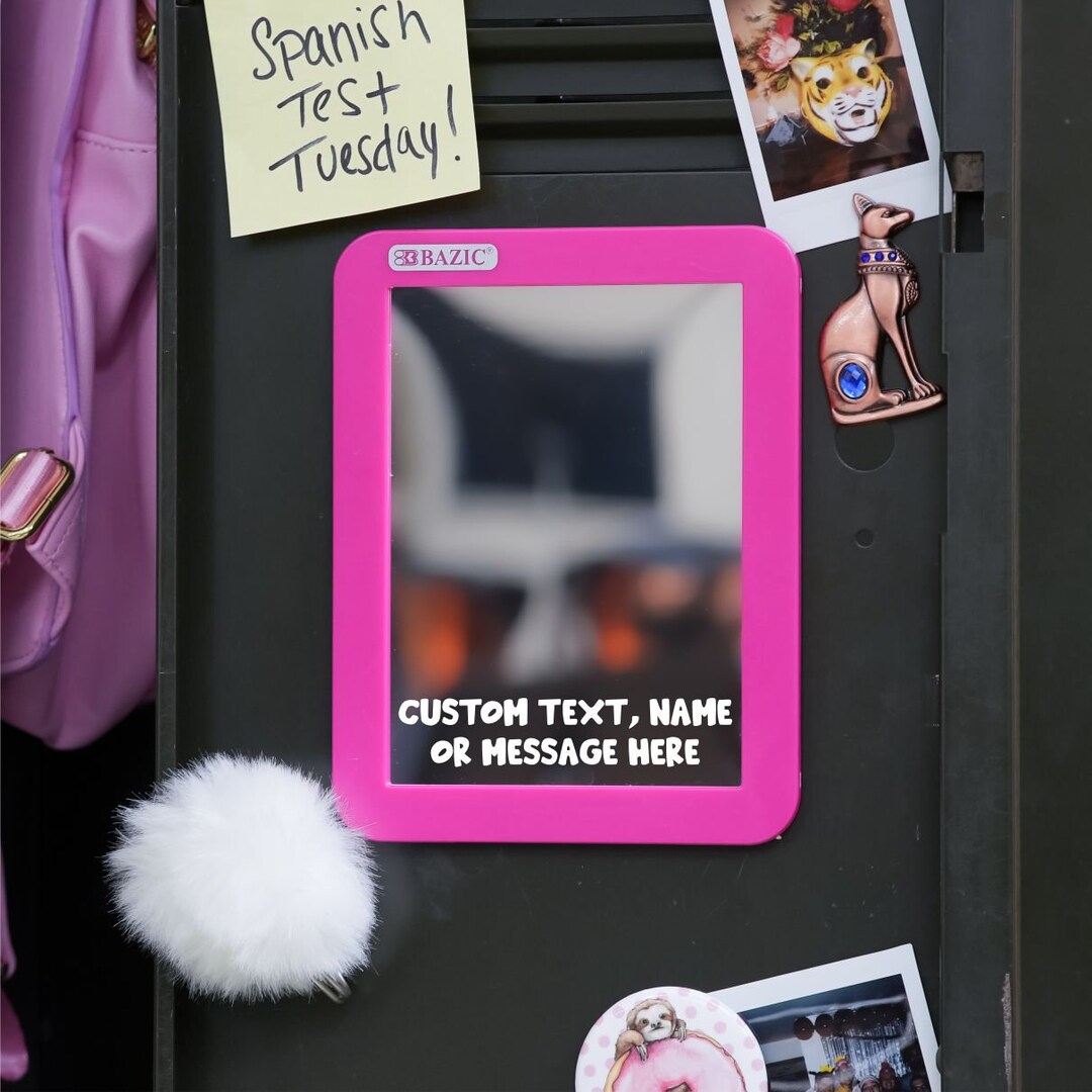 Magnetic Locker Mirror | Personalized With Name | Custom Printed Mirror ...