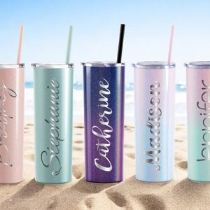 Personalized Tumbler, Custom Tumbler, Skinny Tumbler, Bridesmaid Proposal, Bridesmaid Gifts, Birthday Gift, Insulated Tumbler with straw