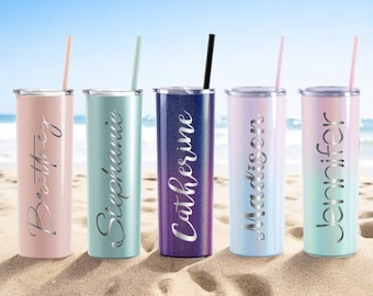 Personalized Tumbler, Custom Tumbler, Skinny Tumbler, Bridesmaid Proposal, Bridesmaid Gifts, Birthday Gift, Insulated Tumbler with straw