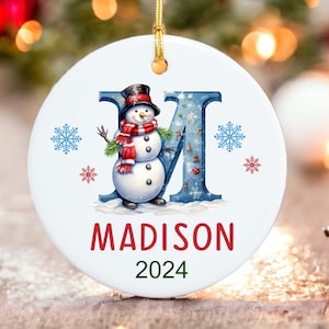 Letter Initial Ornament - Custom Name Ornament - 2024 Family Ornament - Personalized - Christmas gift - Family Keepsake - Monogram Ornament