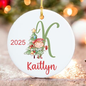 Personalized Girls Christmas Ornament – Custom Initial Letter Name Ornament – Kids Holiday Keepsake 2026