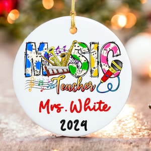 Music Teacher Christmas Ornament - Music teacher Gift - Teacher Ornament - Personalized Christmas gift - Music Teacher Appreciation Keepsake