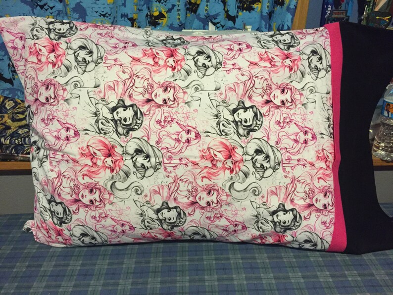 Black And Pink Modern Sketch Disney Princesses Pillowcase Etsy