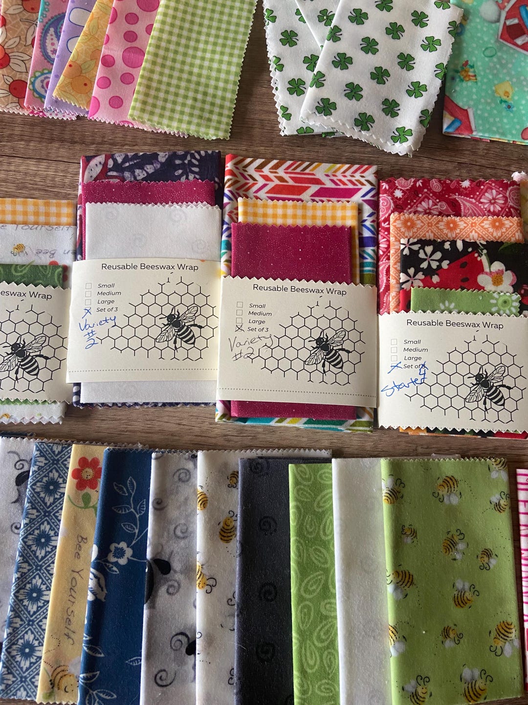 Beeswax Food and Bread Wraps- Various sizes, cute and modern patterns and value packs available. Reusable!