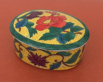 Ashibi Japan Trinket Oval Porcelain Hand Painted Box - Etsy