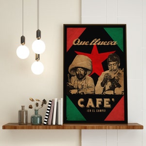 Mexican Revolution - Zapatista- Zapatistas in Mexico City - Drinking coffee - Red Star EZLN - 1910 photo- Coffee - Poster