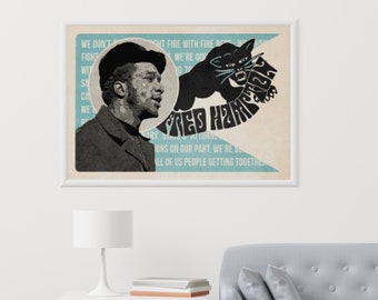 Fred Hampton, Black Panther Party for Self Defense - Black Messiah- Retro inspired - Quotes - Grungy paper and ink stains effect- Poster