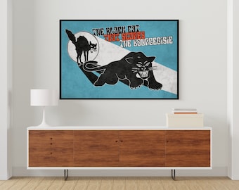 IWW Sabo cat and Black Panther Party - The Black Cat that scares the Bourgeoisie - Industrial Workers of the World - Anarchist Cat - Poster