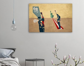 Wood Prints of Tommie Smith and John Carlos at Mexico 68 - Black Power Panther's Salute
