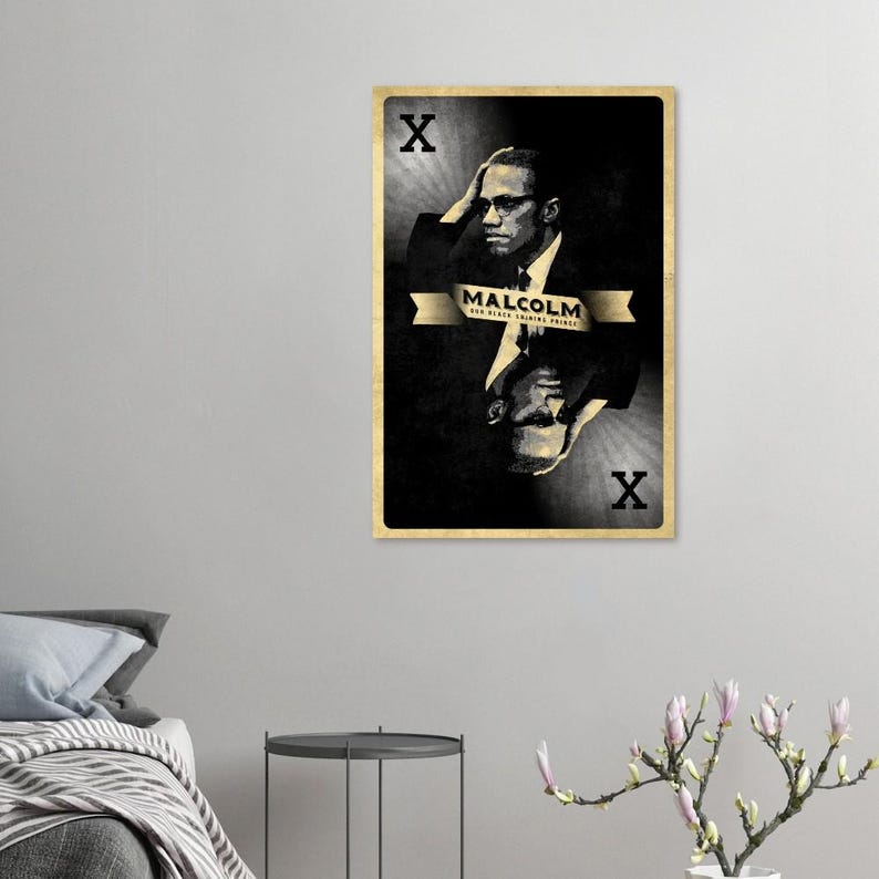 Malcolm X - Shining Prince - Black Panther Party - Blood brothers- Islam -Freedom by any means necessary - Poster 24×36 inches