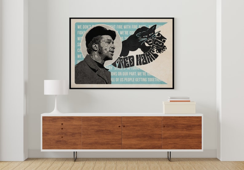 Fred Hampton, Black Panther Party for Self Defense - Black Messiah- Retro inspired - Quotes - Grungy paper and ink stains effect- Poster image 6