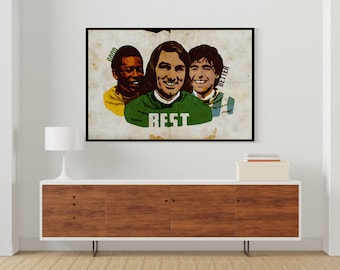 George Best: Pelé good Maradona better George Best  - grungy texture effect - Poster