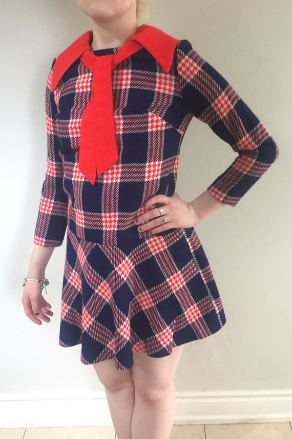 1970s plaid mini dress