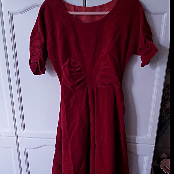 Red Velvet Dress Etsy