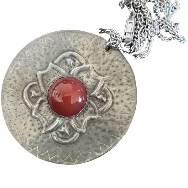 Turkmen Afghan Carnelian Silver Pendant and chain