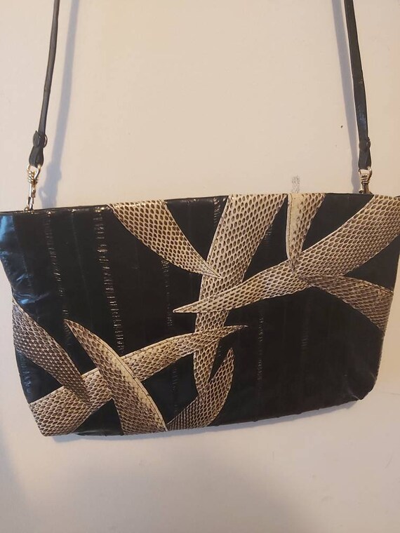 1980S Black eel and snake skin crossbody vintage p