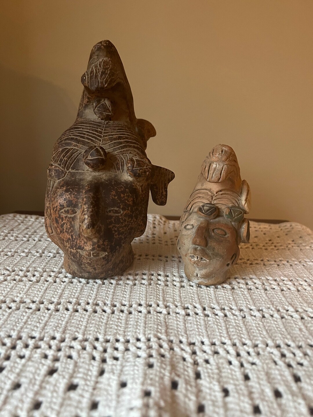 Pair of 1970s Terracotta Sculpted Mayan King Pacal Head/busts - Etsy