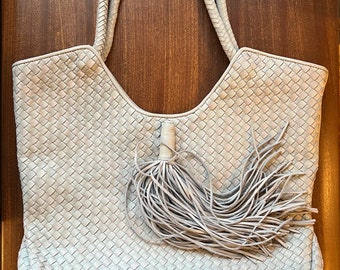 Sam Edelman Dove Gray Basketweave/Intrecciato Leather handbag