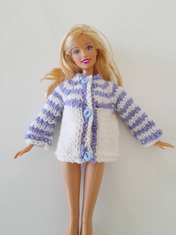 Blue and White Striped Cardigan for Barbie and Similar 12inch | Etsy UK