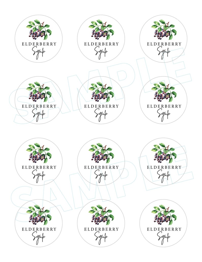 Elderberry Syrup Labels 3 sizes PRINTABLE | Etsy
