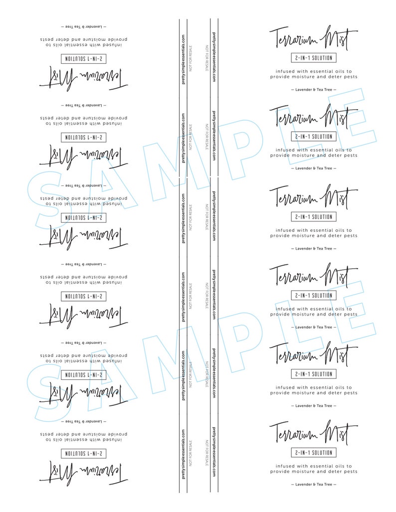 Terrarium Mist Labels & Care Tips printable Etsy