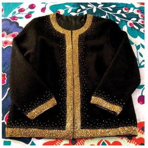 Vintage 1960s Gene Shelly embellished sweater (assumed)