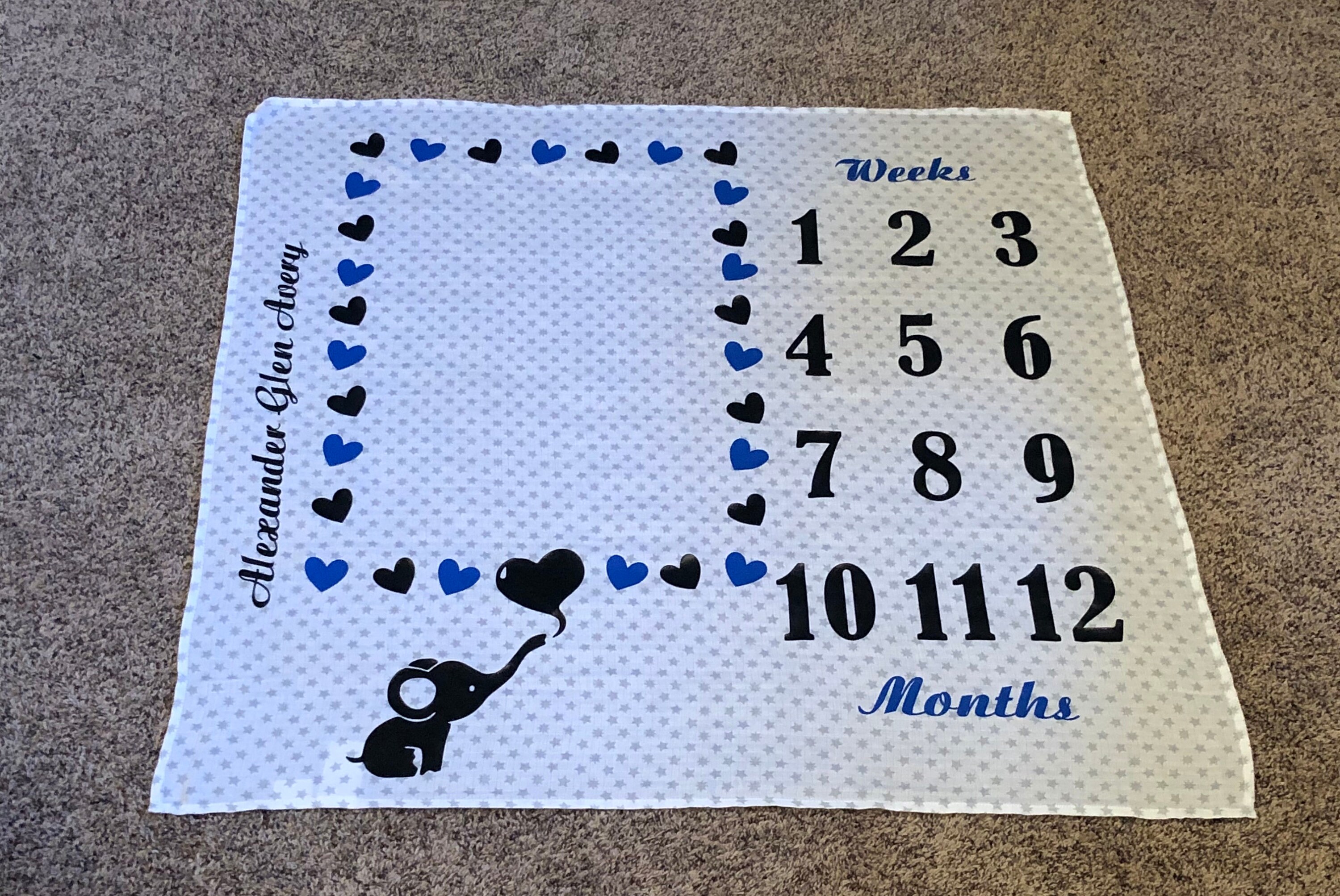 Elephant Milestone Blanket SVG Etsy