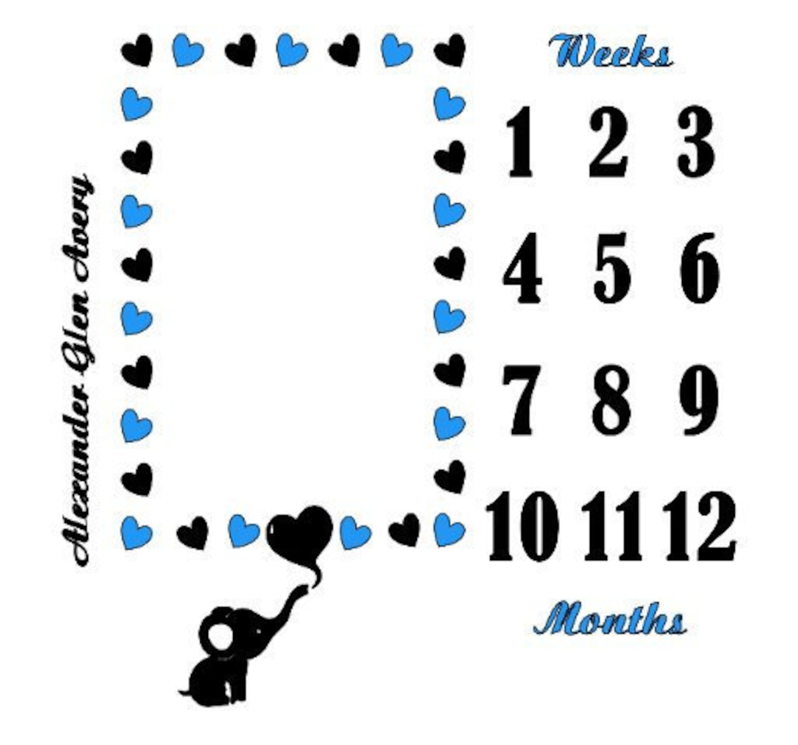 Elephant Milestone Blanket SVG Etsy