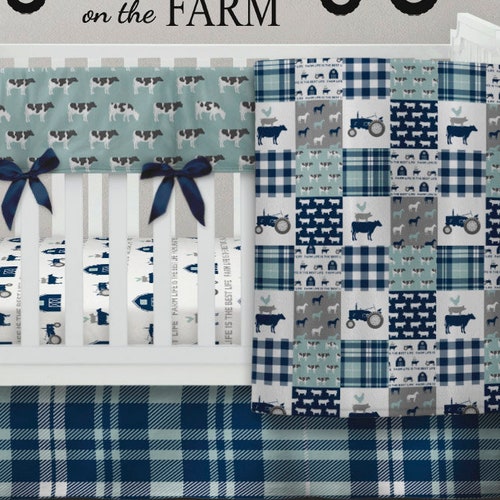 Farm Crib Bedding Set Baby Boy Bedding Set Baby Boy Blanket Etsy