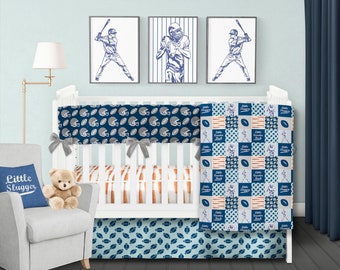 Baseball Crib Bedding Set Football Nursery Bedding Sports Baby Etsy