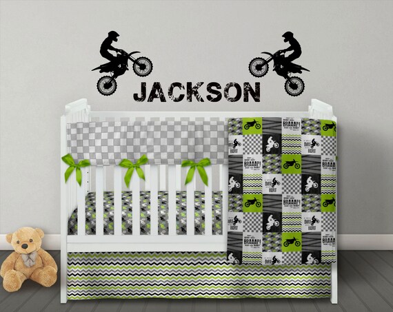 Dirt Bike Bedding Boy Crib Bedding Set Motorcross Bedding Etsy