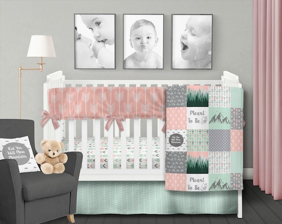 baby girl quilt-woodland baby quilt baby girl quilt mint baby quilt arrow baby quilt baby girl bedding-minky baby quilt