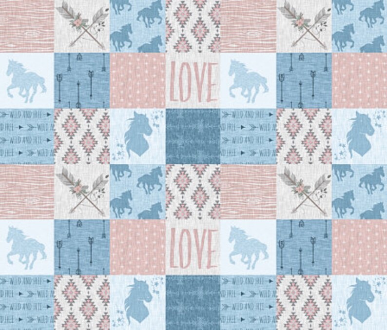 Boho Crib Bedding Set Baby Girl Quilt Horse Baby Blanket Etsy
