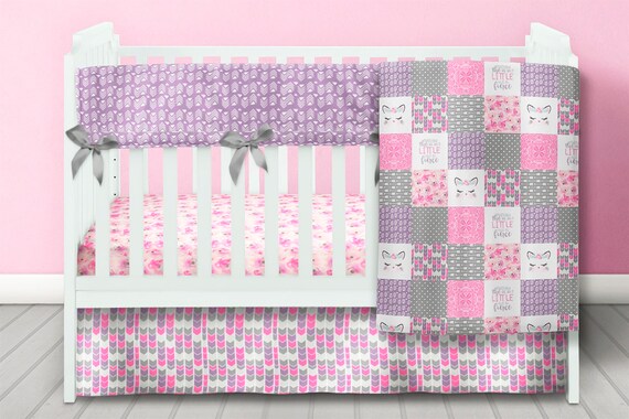 Girl Crib Bedding Set Baby Girl Quilt Cat Baby Blanket Etsy