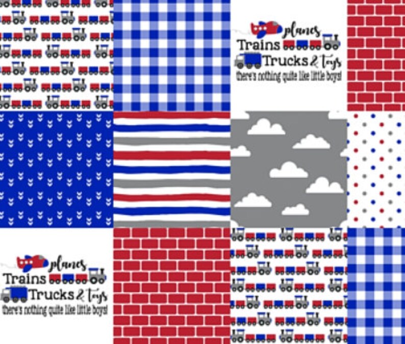 Train Crib Bedding Set Baby Boy Quilt Boy Crib Bedding Set Etsy