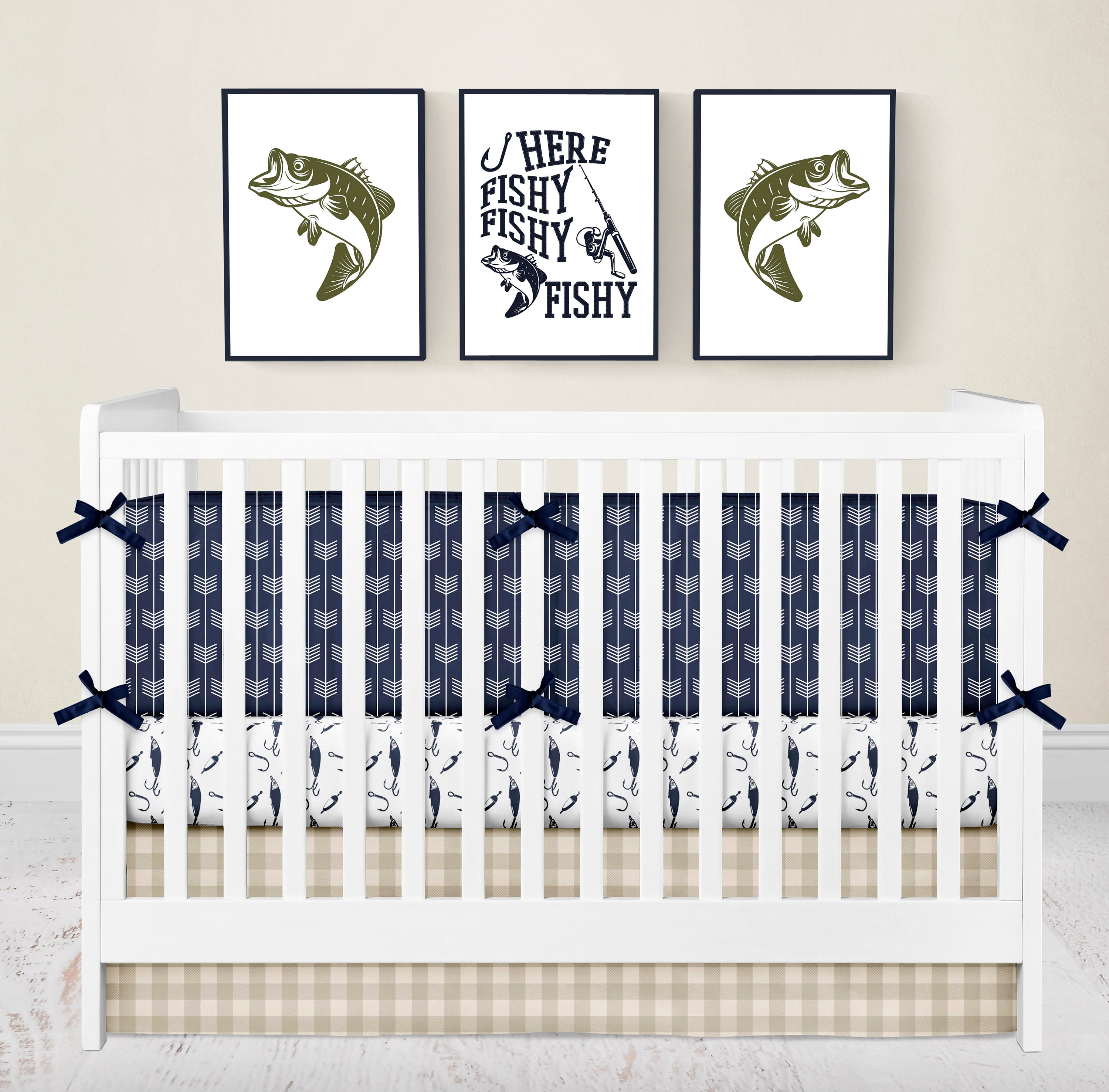 Fishing Crib Bedding Set Boy Green Nursery Bedding Boy Baby Etsy