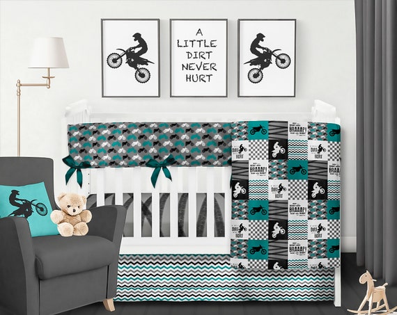 dirt bike crib bedding set