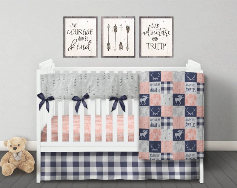 Girl Nursery Bedding Woodland Baby Quilt Baby Girl Quilt Etsy