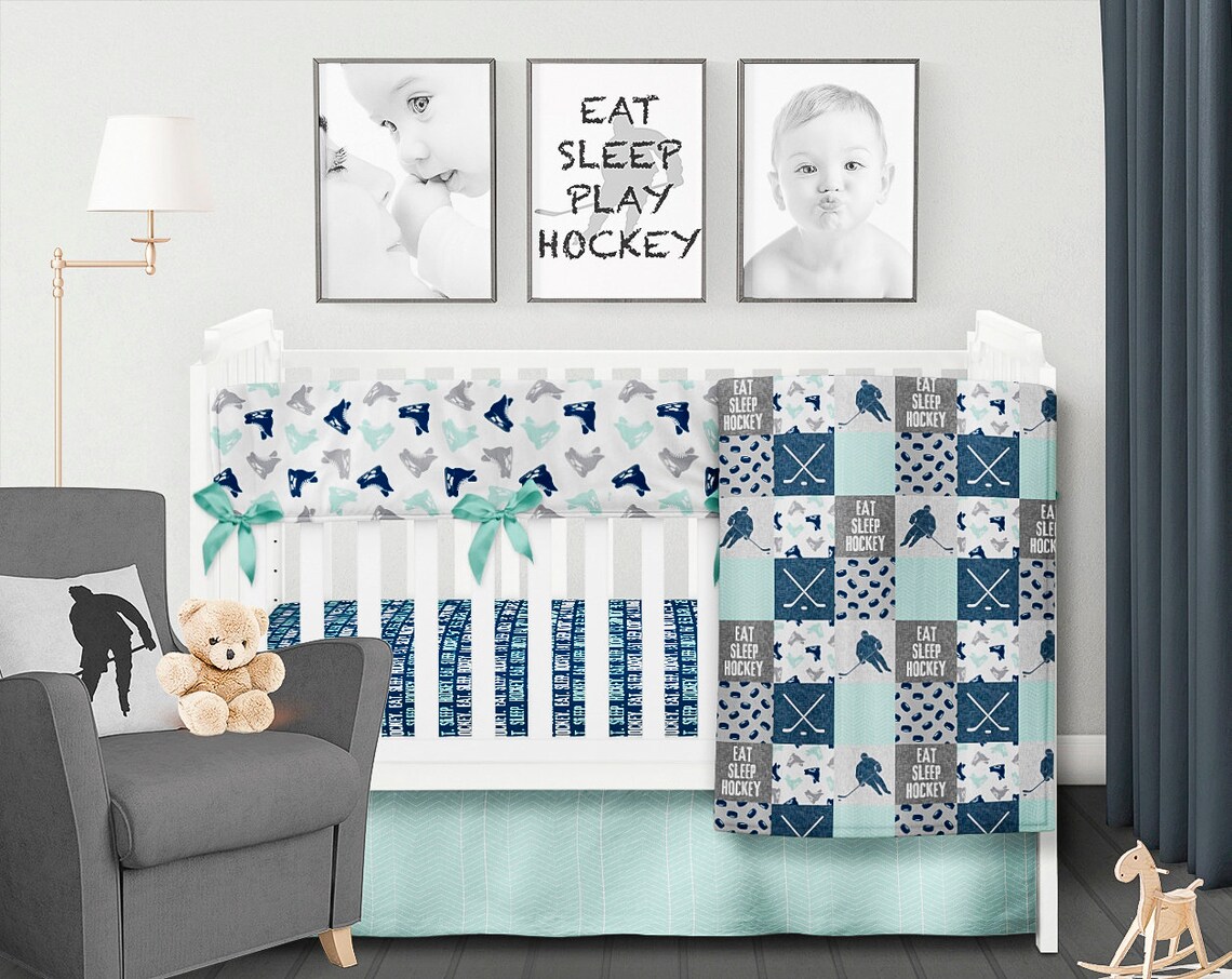 Hockey Crib Bedding Set Hockey Baby Blanket Boy Crib Bedding Etsy