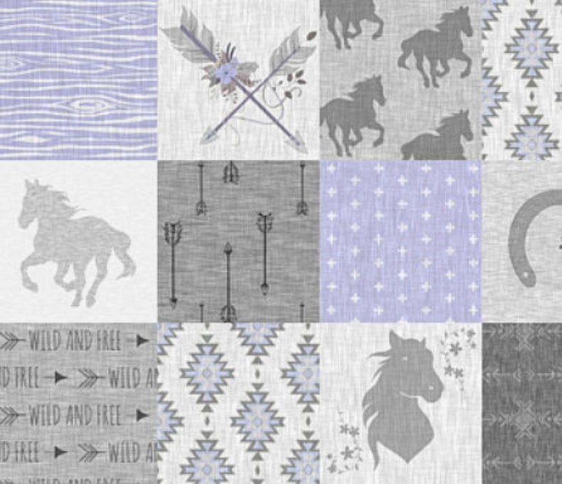 Purple Boho Baby Quilt Horse Baby Blanket Girl Crib Bedding Etsy