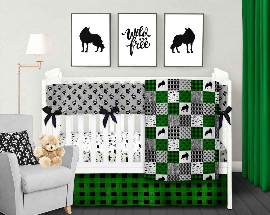 Wolf Crib Bedding Set Boy Nursery Bedding Wolf Baby Blanket Etsy