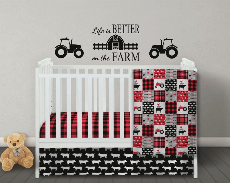 Farm Nursery Bedding Boy Crib Bedding Set Baby Boy Quilt Etsy