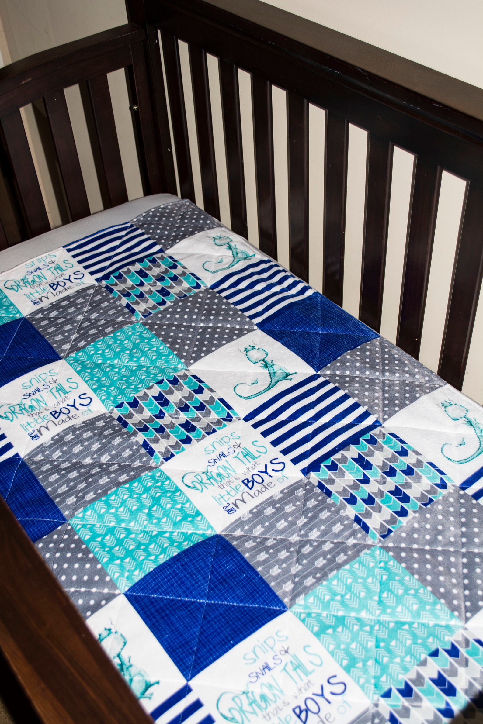 Dragon Baby Quilt Boy Crib Bedding Set Patchwork Baby Quilt Etsy