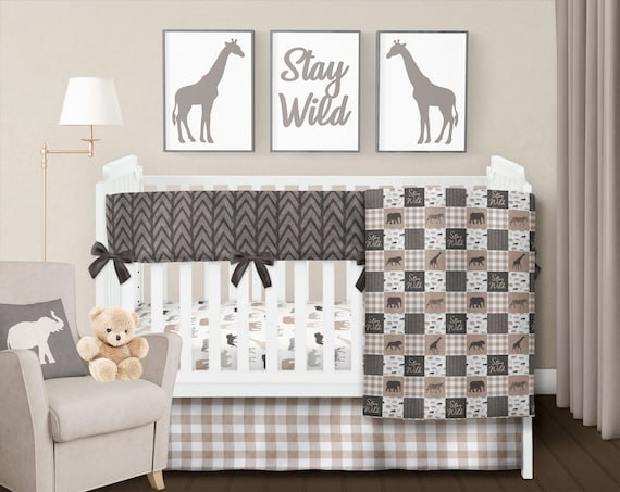 Giraffe Luxury 5 Piece Embroidery Cot 120x60 cm Baby Bedding Bumper Set