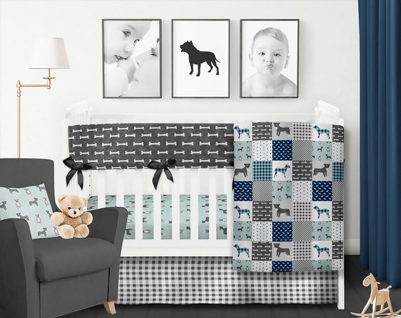 Dog Crib Bedding Set Pit Bull Blanket Puppy Dog Bedding Boy Etsy