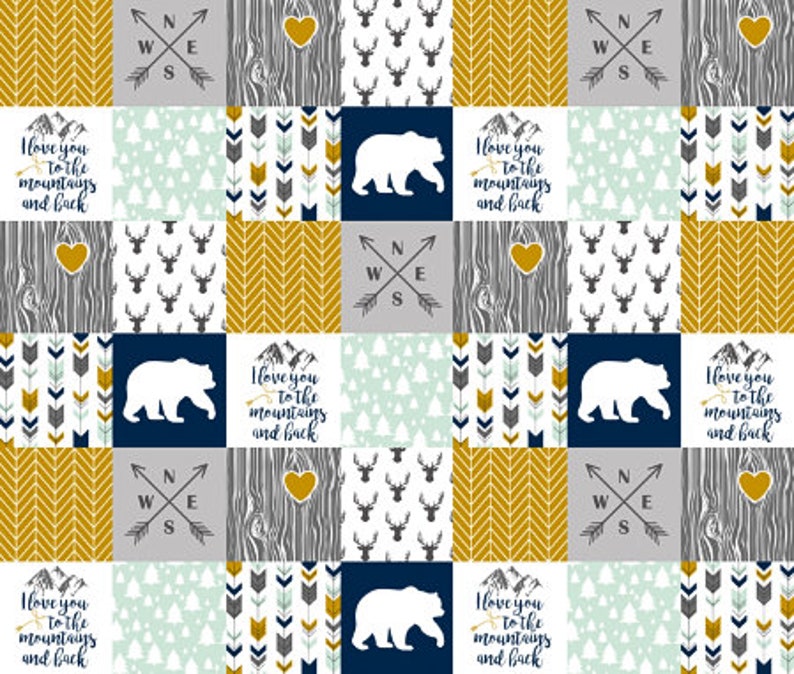 Mint Yellow Grey Gray Bear Nursery Bedding Set Neutral Crib