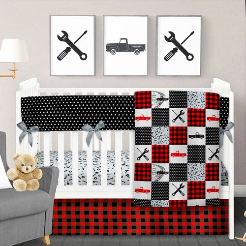 Motorcycle Nursery Crib Bedding Set Baby Boy Motorbike Theme Etsy