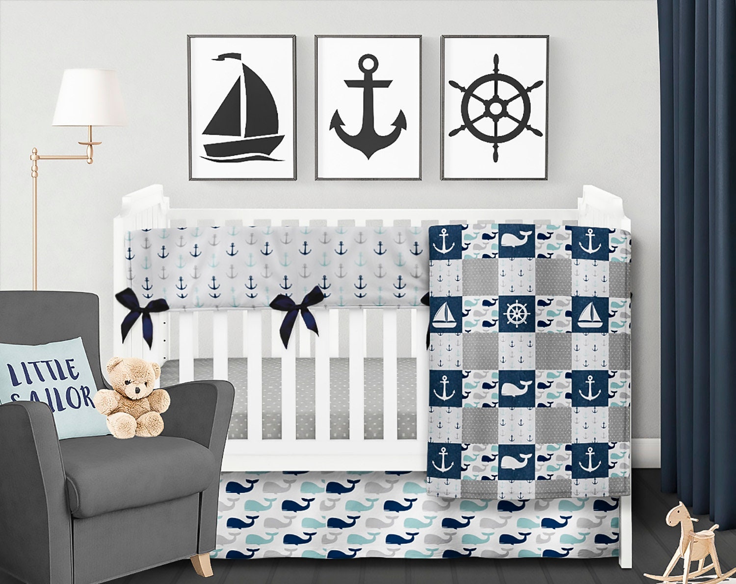 Nautical Crib Bedding Set Blue Baby 