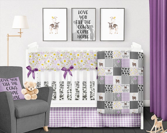 Farm Crib Bedding Set Baby Girl Quilt Girl Crib Bedding Cow Etsy