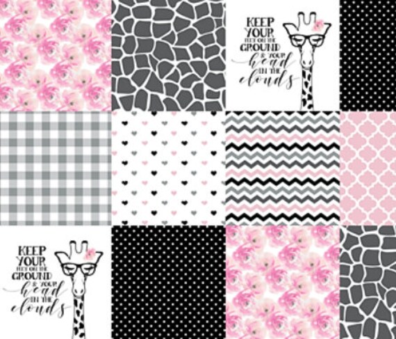 Giraffe Baby Quilt Girl Crib Bedding Set Girl Baby Quilt Etsy